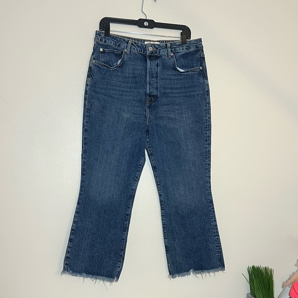 Free People Cropped Flare Jeans in Medium Blue Denim - Picture 3 of 5